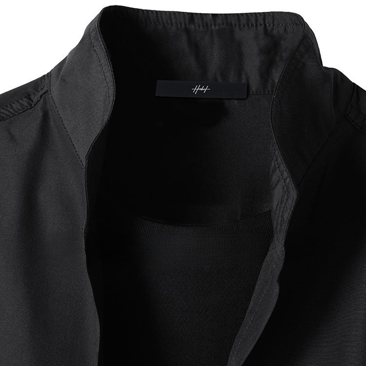 Black V-neck fake two-piece long-sleeved shirt, new in autumn.