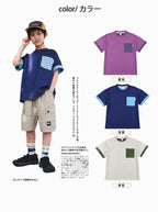 Mountain Style Versatile Color Block Pocket Short Sleeve T-shirt