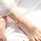 Minimalist Cross Evil Eye Anklet