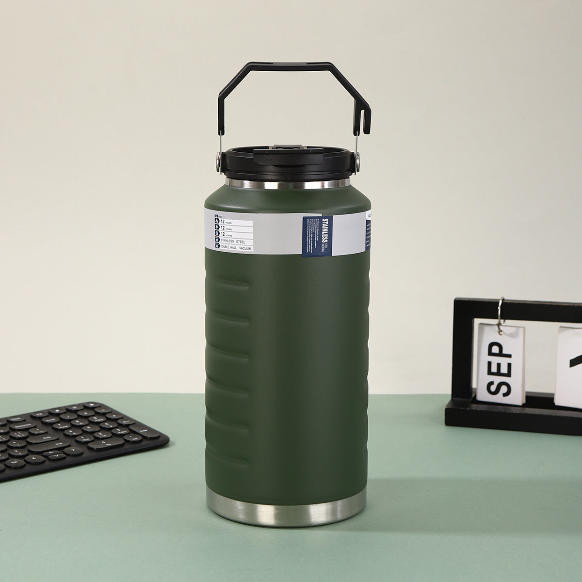 Large 316 Stainless Steel Insulated Water Jug, Dual‑Drink Portable Outdoor Camping Thermos