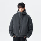 Men's Winter Oversized Hooded Fleece-Lined Warm Casual Denim Jacket