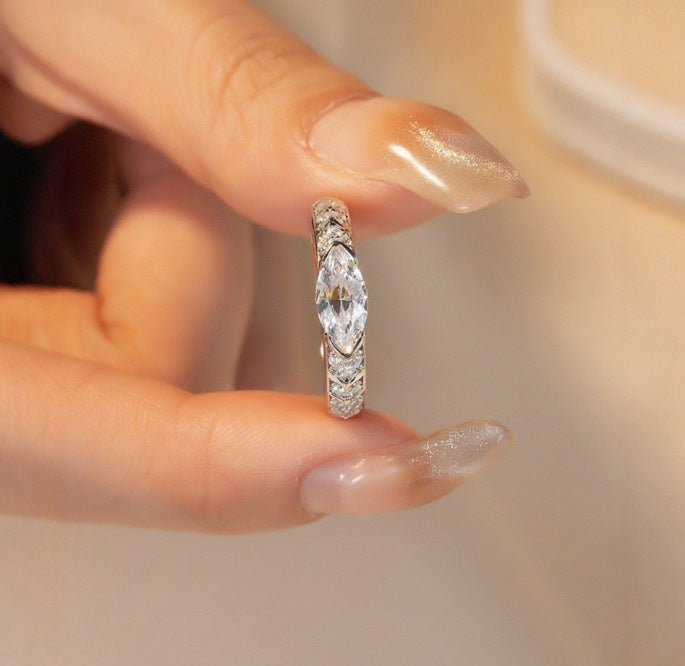 Carbon Diamond Marquise Evil Eye Ring