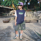 Cool Lightweight Fake Two-Piece Boys T-Shirt, Mountain Style Crew Neck Kids Top