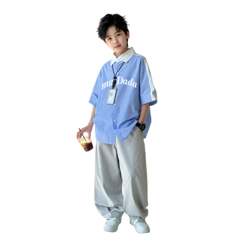 Boys' Lightweight Fine-Striped Shirt