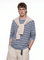 Retro Color‑Block Stripe Long‑Sleeve Tee | Preppy Unisex Loose