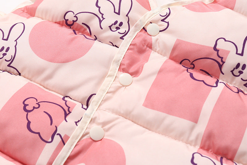 2025 autumn and winter new children's down cotton vest, boys and girls, medium and small children's warm vest, trendy vest inside and outside