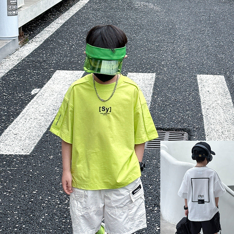 Boys Pure Cotton Short Sleeve T-Shirt, Kids Casual Summer Top