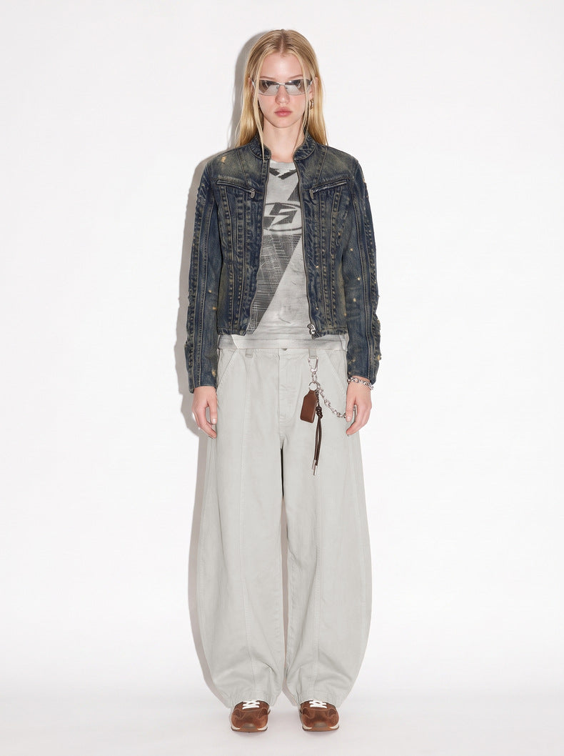 Pure Cotton Curved-Seam Work Trousers