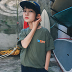 Children's Outdoor-Style Short-Sleeve Tee with Wave Print
