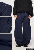 Men's Asut Dyed Curved Workwear Pants, Fall Cotton Vintage Boxy Fit Casual Trousers