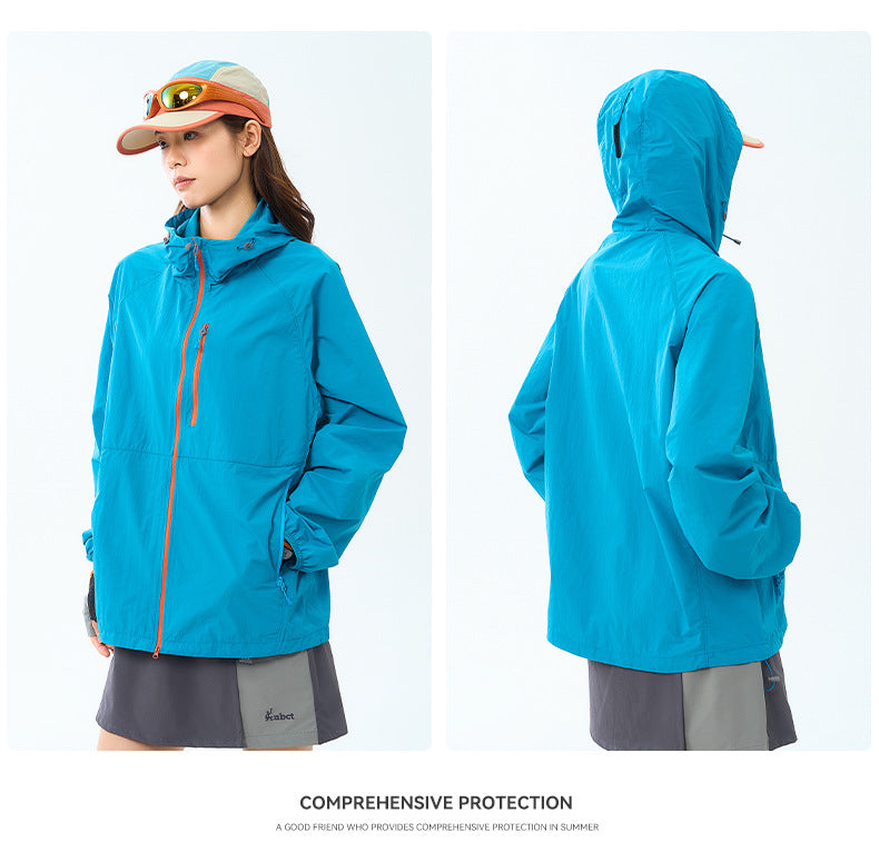 UPF 50+ Lightweight Sun Protection Hooded Jacket Breathable Outdoor Fishing Hiking Coat