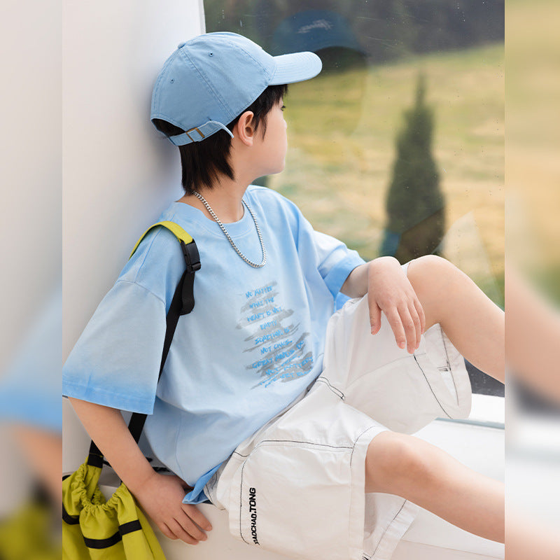 Boys Tie-Dye Gradient Cotton Short Sleeve T-Shirt