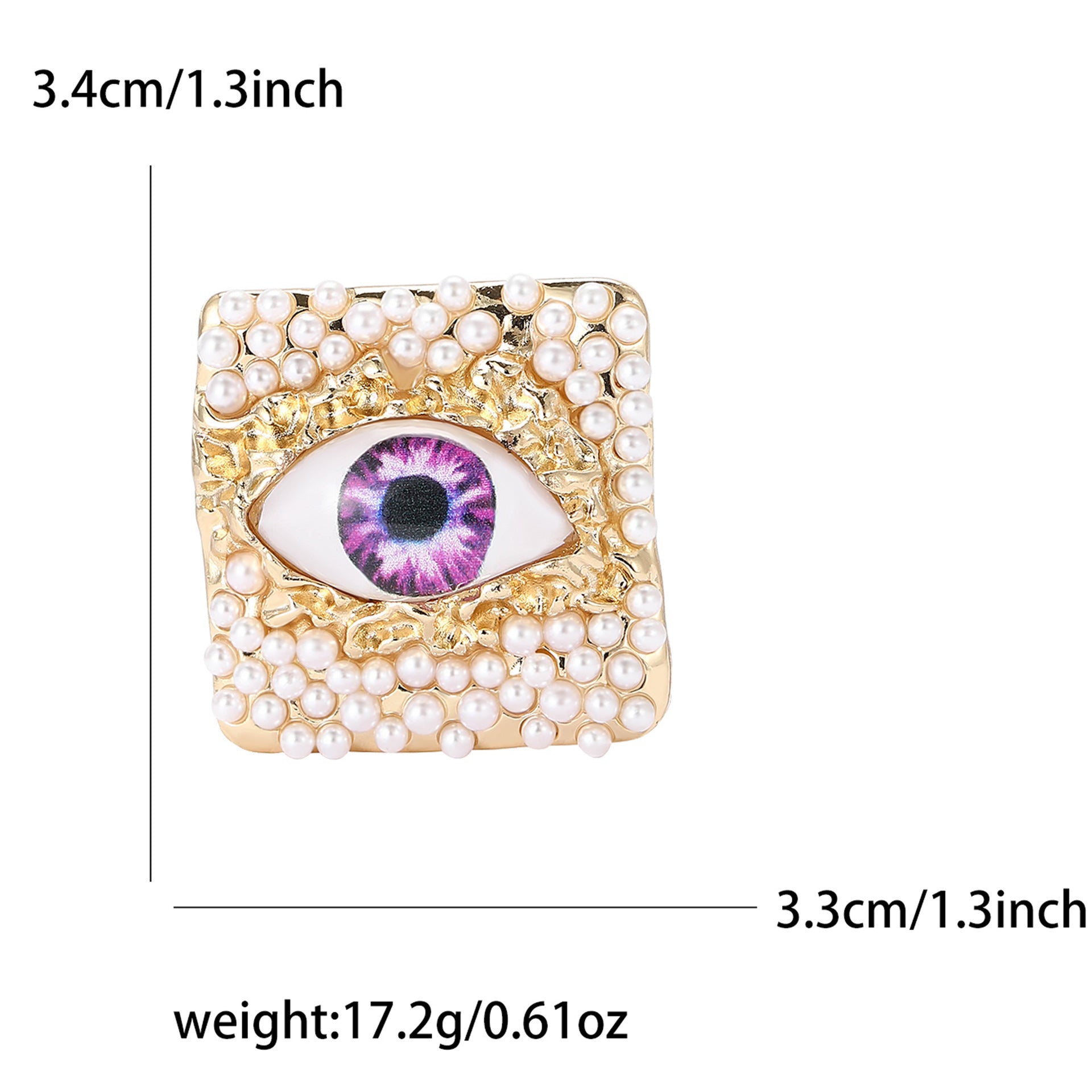 Square Pearl Evil Eye Brooch for Men and Women