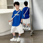 Kids Letter Print T-Shirt & Cargo Pants Set, Summer New 2-Piece Outfit