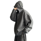 Men's Fall Winter Solid Color Hooded American-Style Loose Fit Knit Hoodie