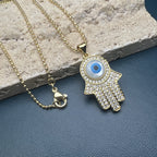 Famati's Hand Butterfly Shell Evil Eye Necklace