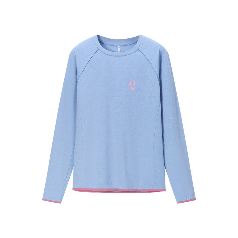 Women's printed T-shirt, contrasting edge strips
