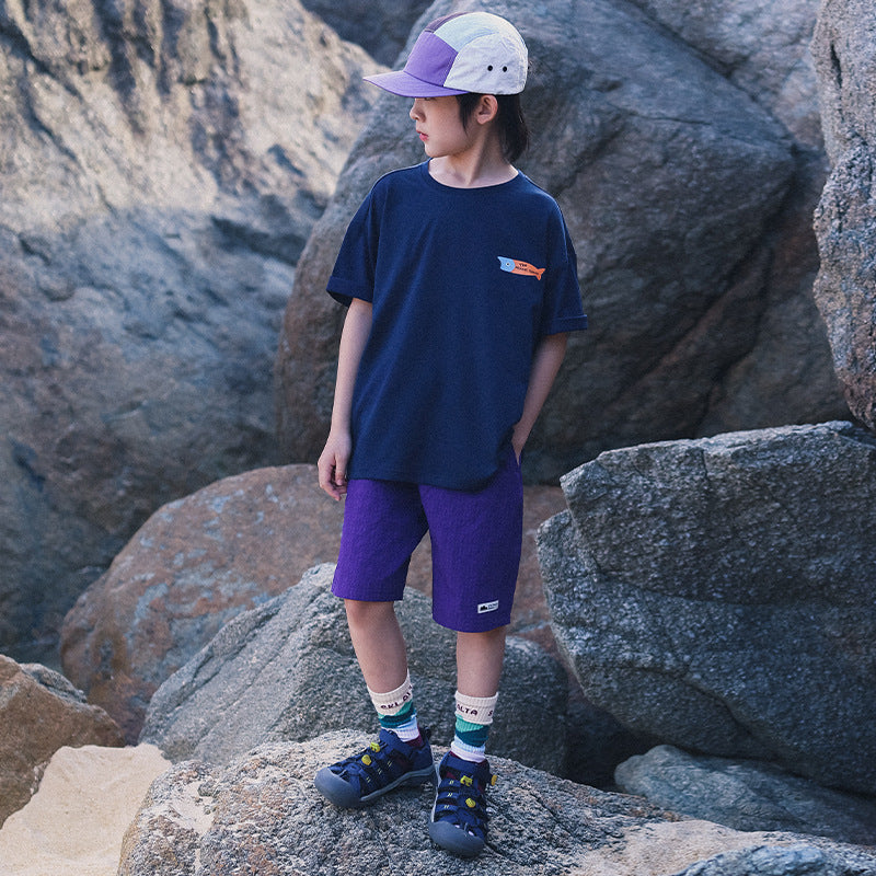 Children's Outdoor-Style Short-Sleeve Tee with Wave Print