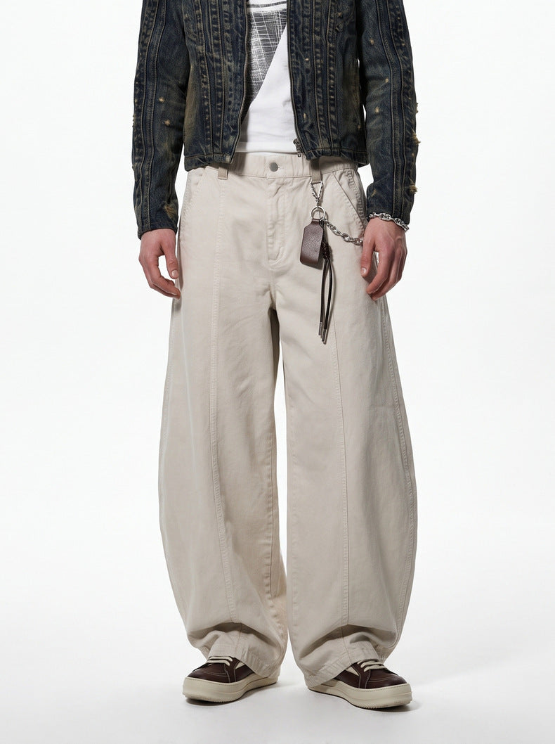 Pure Cotton Curved-Seam Work Trousers