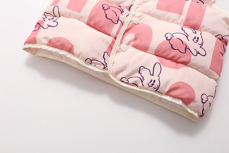 2025 autumn and winter new children's down cotton vest, boys and girls, medium and small children's warm vest, trendy vest inside and outside