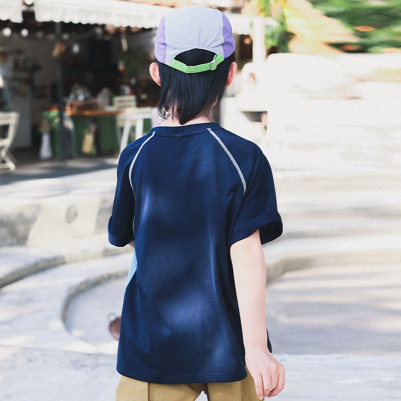 Mountain Style Spliced Letter Print Short Sleeve T-Shirt