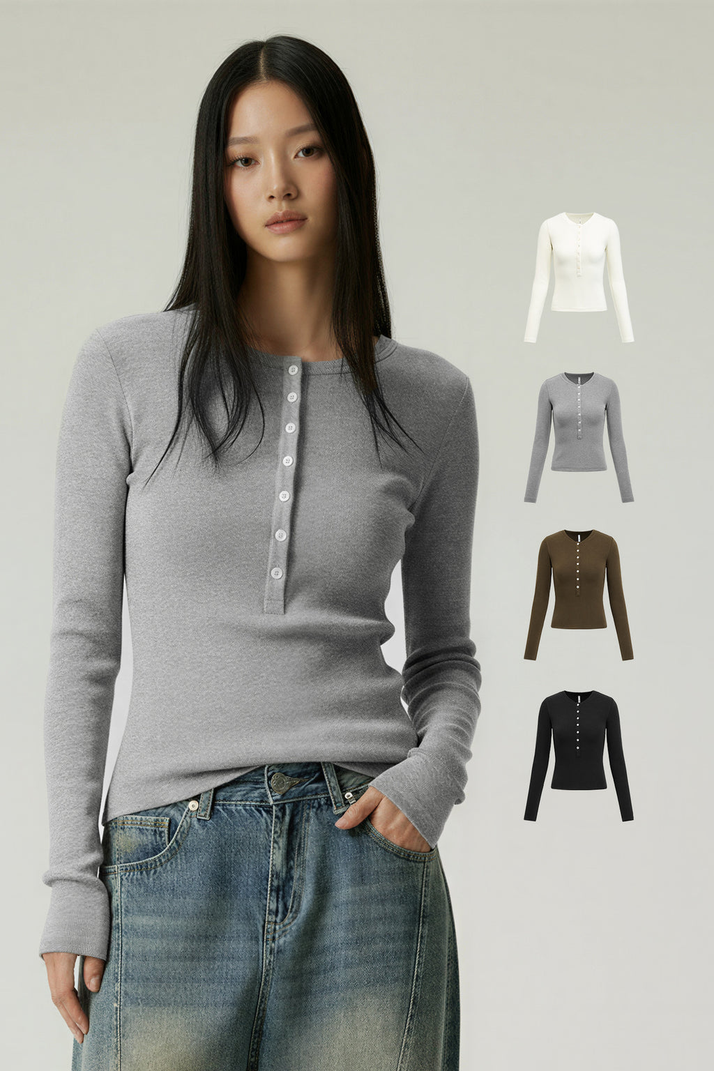 Women's Lenzing Tencel Henley Neck Slim Fit Top