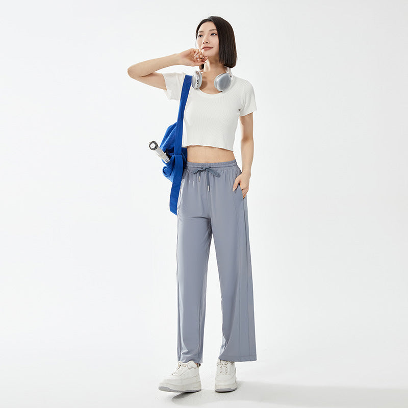 Women UPF50+ Cool‑Touch Wide Leg Sun Protection Pants, Quick‑Dry Drapy Summer Outdoor Trousers