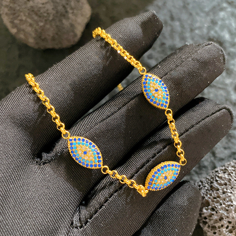 Full Zirconium Evil Eye Bracelet Stainless Steel Bracelet