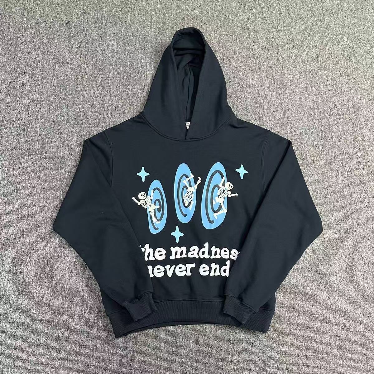 BrokenPlanet Oversized Foam Print Fleece Streetwear Set, Zip Hoodie + Sweatpants