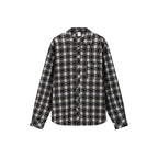 Lightweight plaid long-sleeve shirt-jacket with a small stand collar