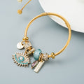 Personalized DIY Evil Eye Crystal Pendant Gold Plated Bracelet