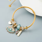 Personalized DIY Evil Eye Crystal Pendant Gold Plated Bracelet