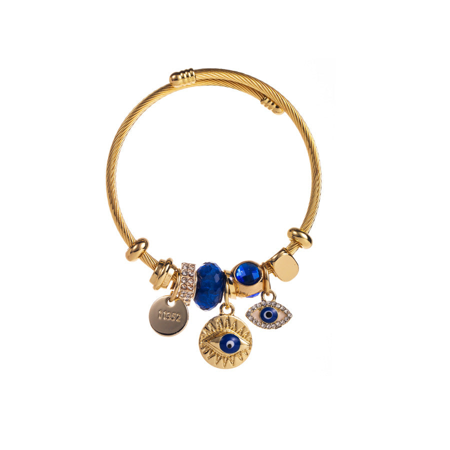 Stainless Steel DIY Style Evil Eye Bracelet