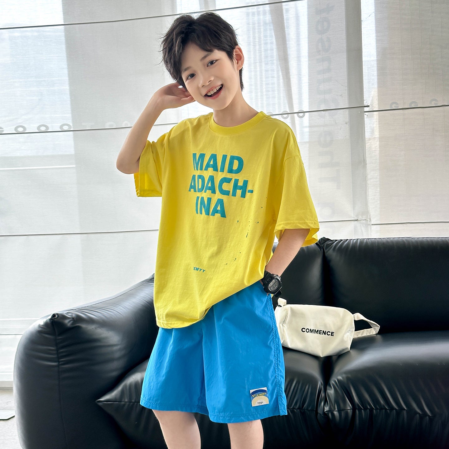 Boys Letter Tee & Five-Pocket Pants 2-Piece Set
