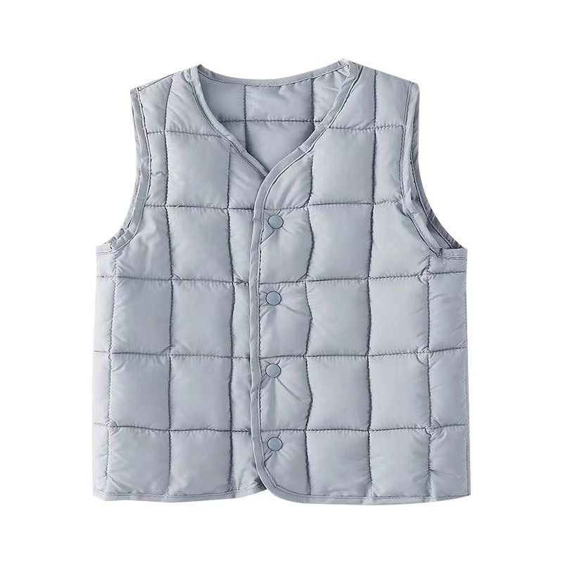 Children wear down cotton vests on both sides, autumn and winter babies wear vests inside and outside, Korean version of men's and women's children's thermal vest
