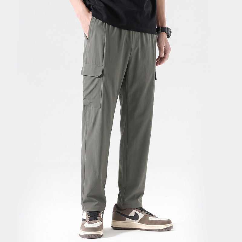 Wenhouu Men Ice Silk Quick Dry Stretch Outdoor Casual Pants