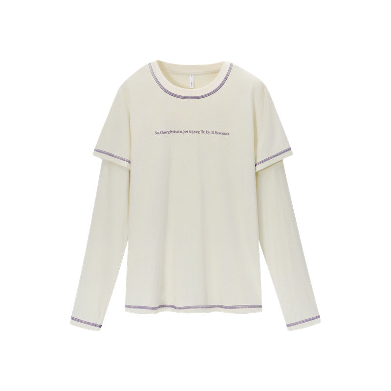 Women's imitation hemp fake two long sleeves