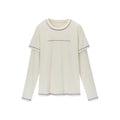 Women's imitation hemp fake two long sleeves