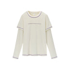 Women's imitation hemp fake two long sleeves