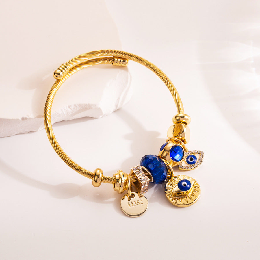 Stainless Steel DIY Style Evil Eye Bracelet