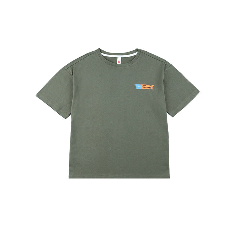 Children's Outdoor-Style Short-Sleeve Tee with Wave Print