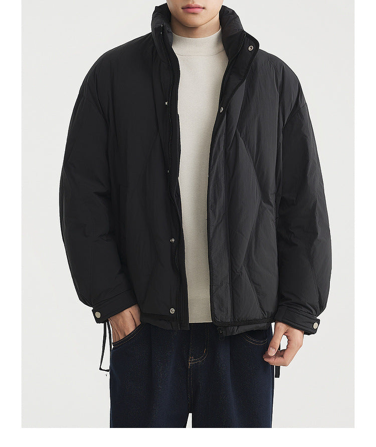 Men's Windproof Stand Collar Relaxed-Fit White Duck Down Jacket | 2025 Winter