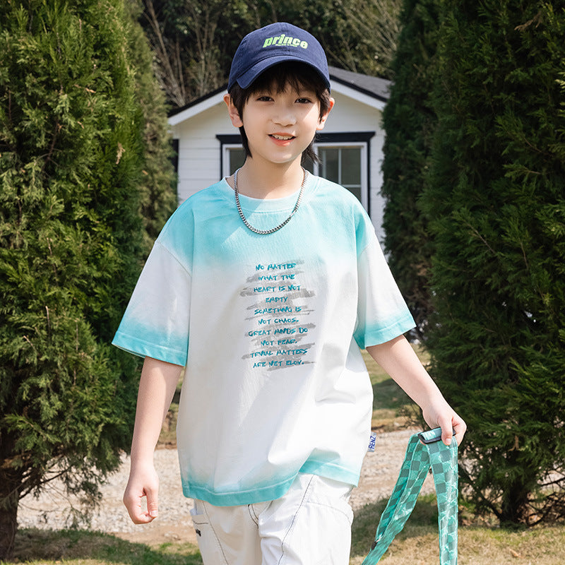Boys Tie-Dye Gradient Cotton Short Sleeve T-Shirt