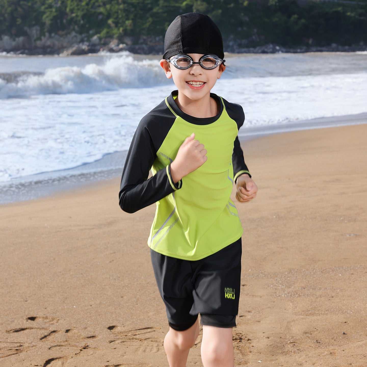 Antibacterial chlorine-resistant quick-drying sunscreen boys swimwear