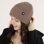 Pure wool warm ear protection hat winter windproof ski pullover hat