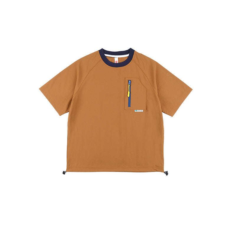 Minimalist Color Block Splicing Shorts, Mountain Style