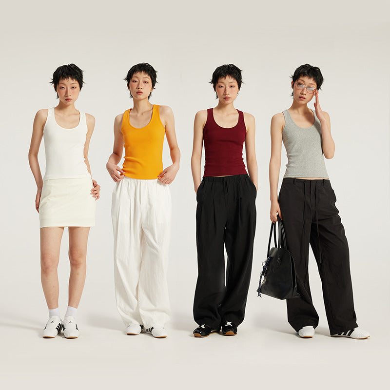 Women's High elastic threaded U-neck undershirt