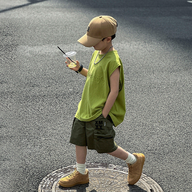 Dopamine Green Boys Sleeveless Vest