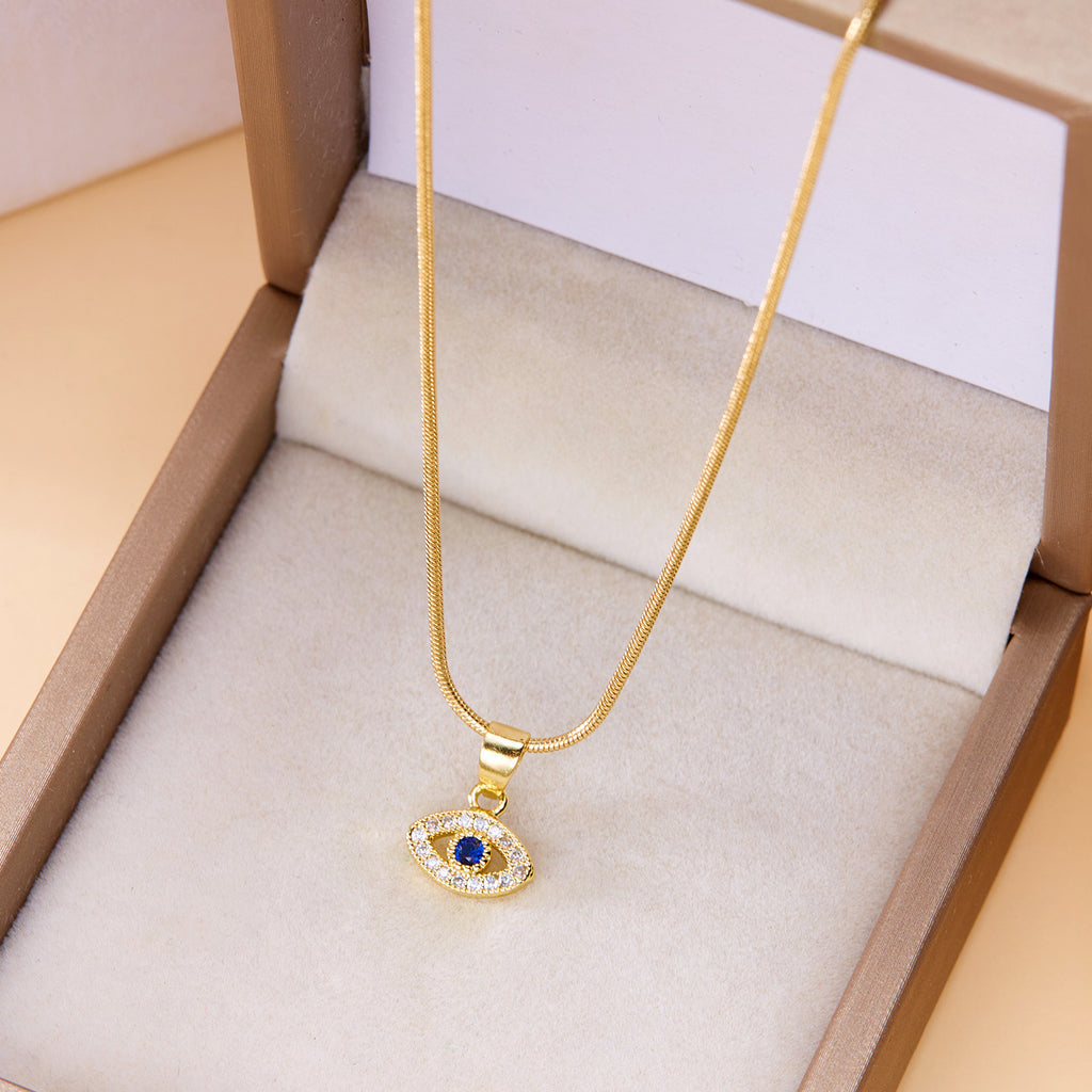 Diamond-encrusted Evil Eye Pendant Necklace