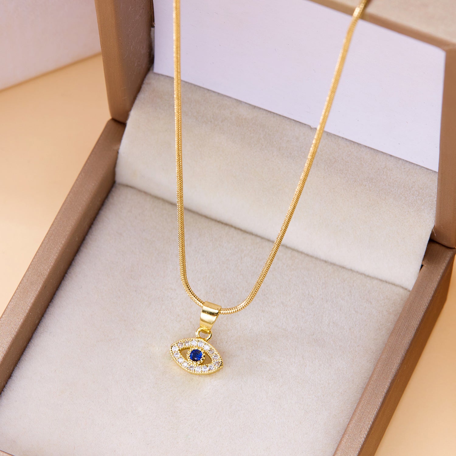 Diamond-encrusted Evil Eye Pendant Necklace